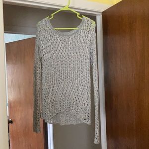 Hollister Light Grey/Gray Cut-Out Sweater XS